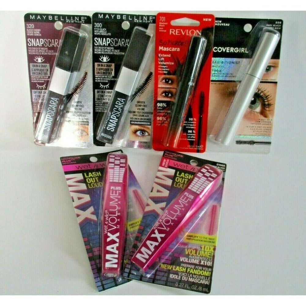 6 various mascaras CoverGirl Revlon Maybelline Wet n Wild